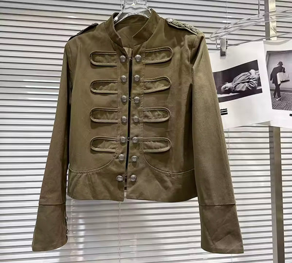 Women Fashion Button Vintage Jacket