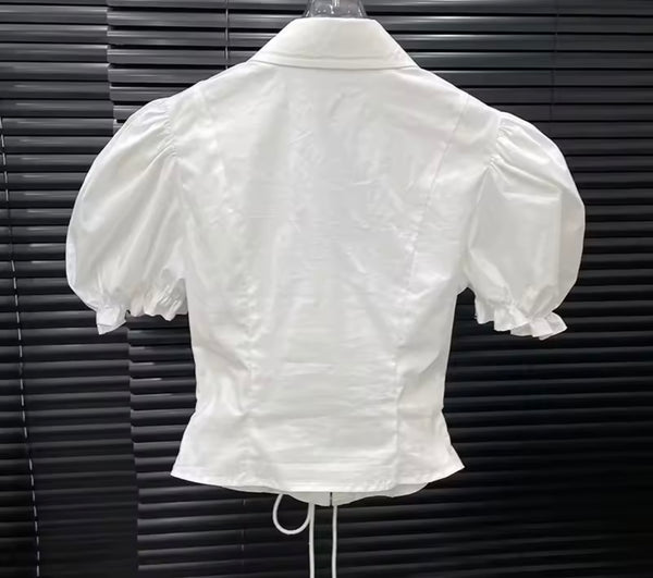 Women Collar Short Sleeve Fashion Corset Top