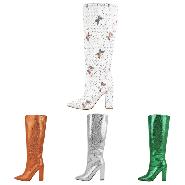 Women Fashion Square Heel Knee High Boots