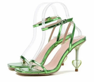 Women Fashion Heart High Heel Ankle Strap Sandals