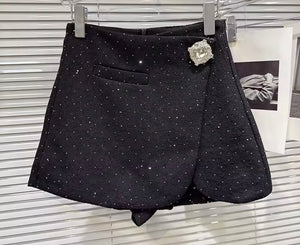 Women Fashion Color Rhinestone Wrap Shorts