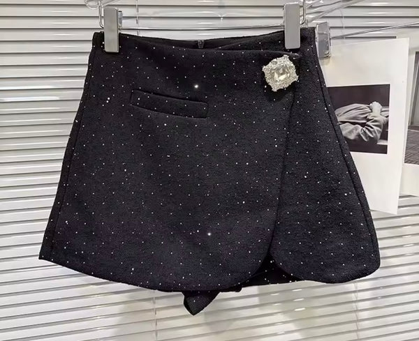Women Fashion Color Rhinestone Wrap Shorts