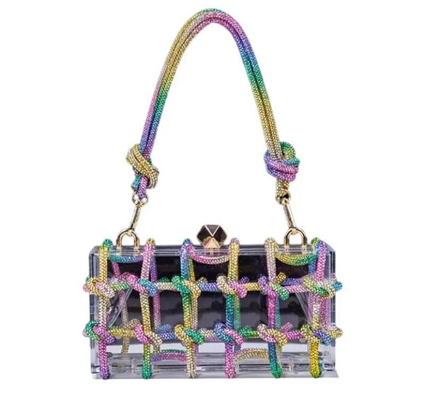 Women Fashion Bling Transparent Handbag Purse