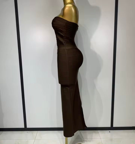 Women Sexy Strapless Bandage Maxi Dress