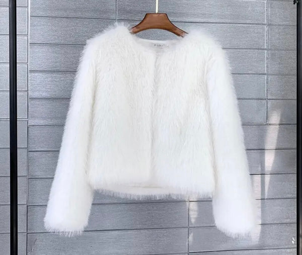 Women Faux Fur Full Sleeve Fashion Sweater Top