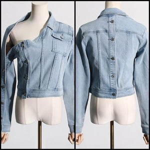 Women Fashion Button Up Denim Jacket