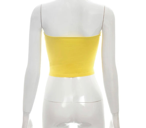 Women Yellow Sexy Fashion Strapless Tube Top