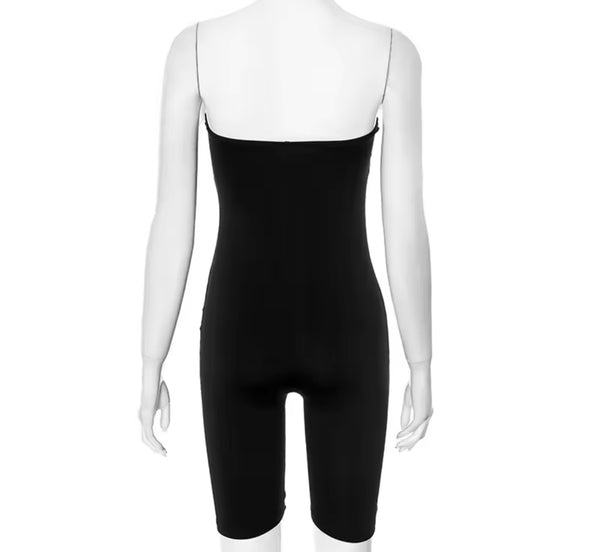 Women Sexy Fashion Feather Strapless B&W Romper