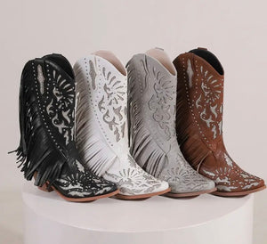 Women Tassel Rivet Fashion Western Boots