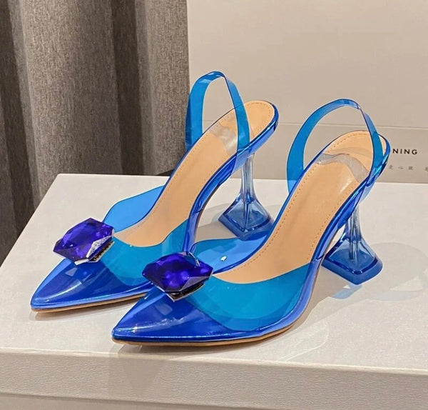 Women Pointed Toe Crystal Transparent Fashion Shoes