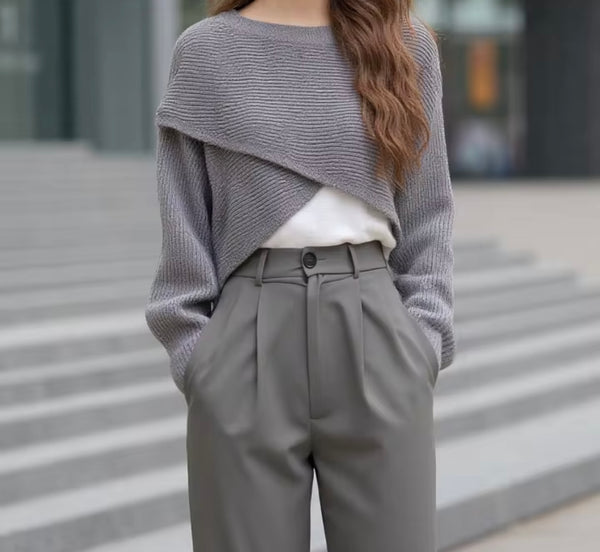 Women Fashion Knitted Wrap Sweater