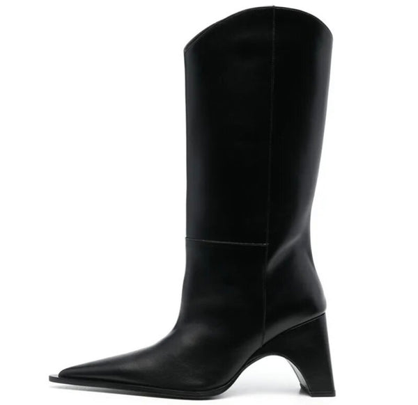 Women Fashion Pointed Toe Mid-Calf Boots