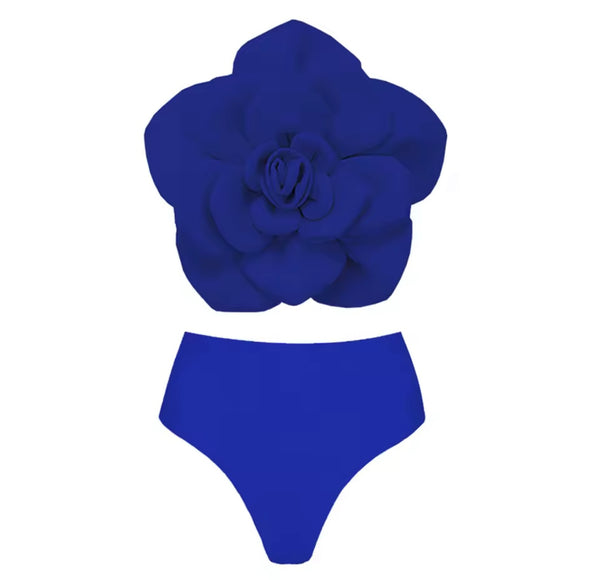 Women Sexy Color 3D Floral Bikini Tassel Cover Up Set