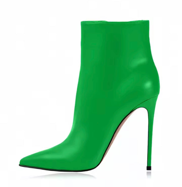 Women Fashion Color High Heel Faux Leather Ankle Boots