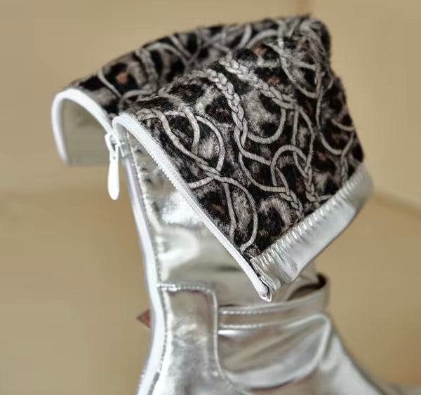 Women Fashion PU Knee High Flat Boots