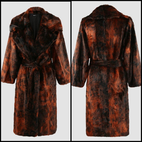 Women Fashion Colorful Faux Fur Trench Jacket