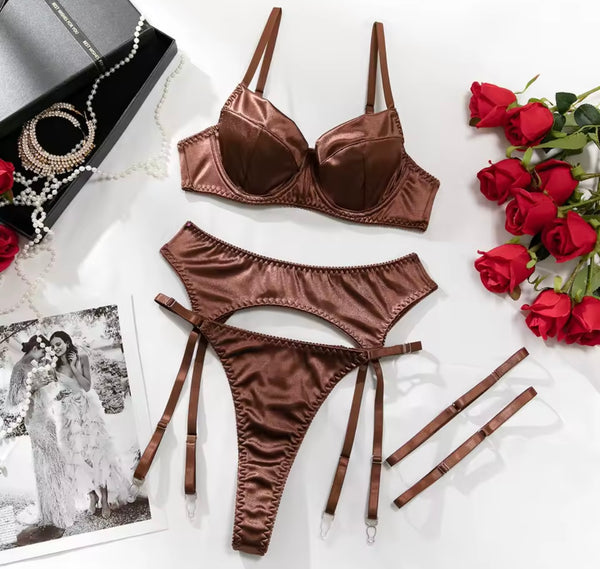 Women Sexy Satin Lingerie Set