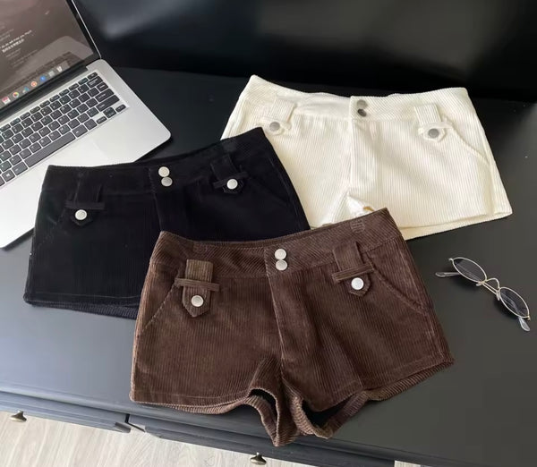 Women Fashion Corduroy Mini Shorts