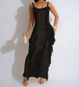 Women Sexy Knitted Fringe Sleeveless Dress