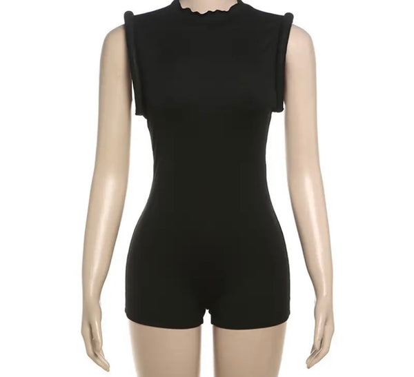 Women Black Sleeveless Sexy Fashion Romper