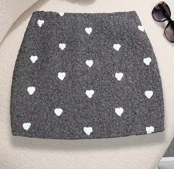 Women Sexy Fashion Furry Heart Patchwork Skirt