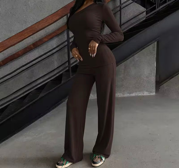 Women Slant Full Sleeve Fashion Two Piece Pant Set