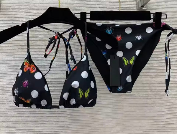 Women Sexy Halter Butterfly Polka Dot Bikini