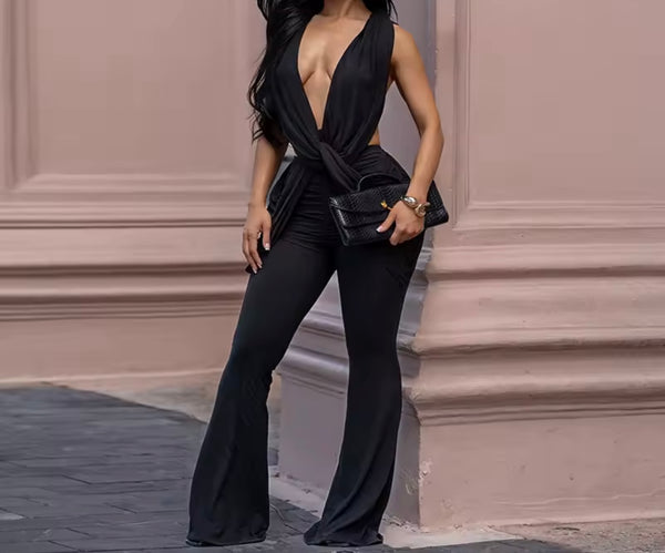 Women Draped Sleeveless Hollow Out Jumpsuit