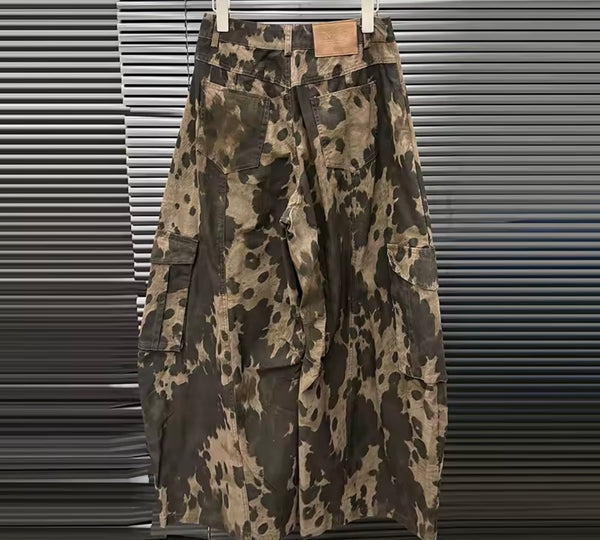 Women Fashion Color Patchwork Animal Print Wide Leg Pants