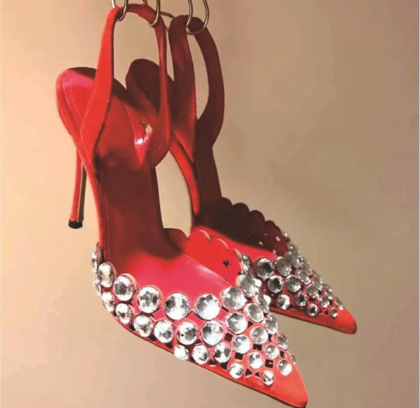 Women Pointed Toe Fashion Rhinestone High Heels