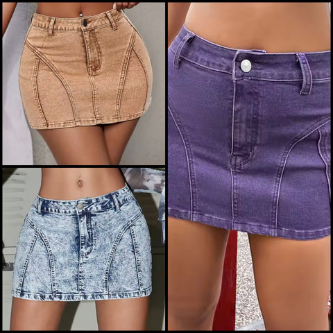 Women Color Sexy Fashion Denim Skirt