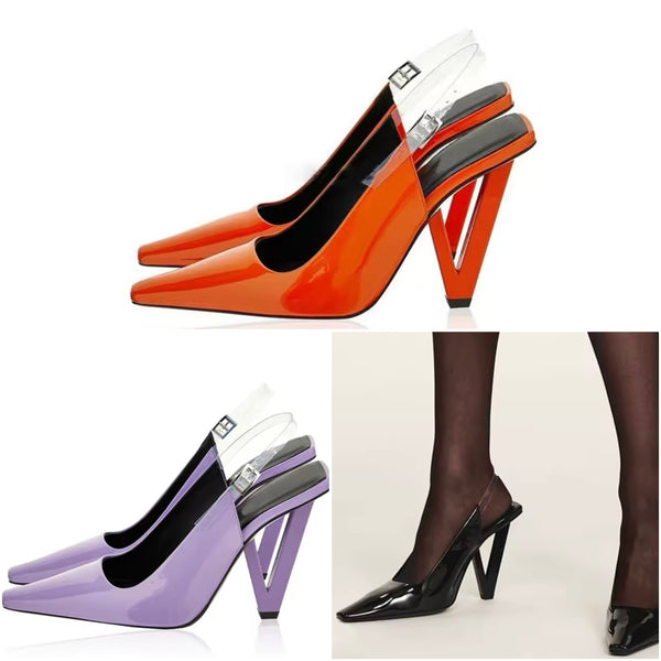 Women Fashion Patent Leather Pointed Toe High Heels