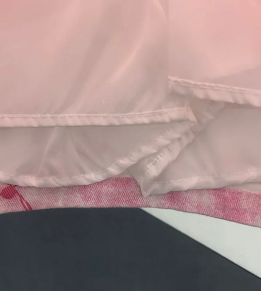 Women Sexy Fashion Pink Printed Denim Skirt