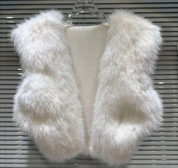 Women Sleeveless Fashion Faux Fur Vest Jacket