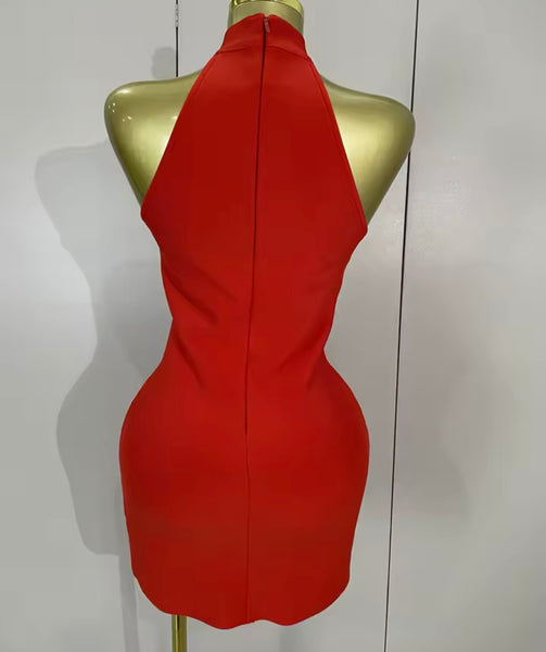 Women Sexy Sleeveless Rhinestone Print Dress