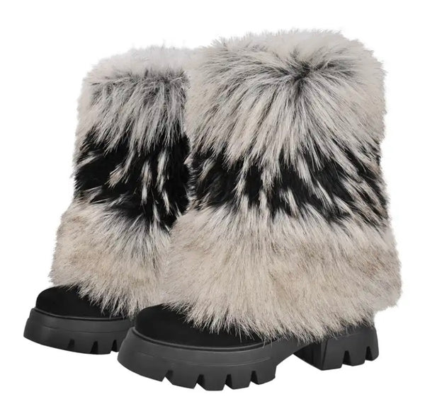 Women Fashion Pointed/Round Toe Faux Fur Boots