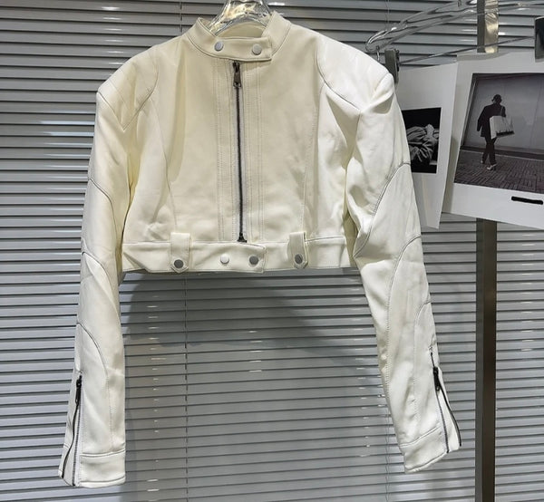 Women Faux Leather Fashion Crop Jacket