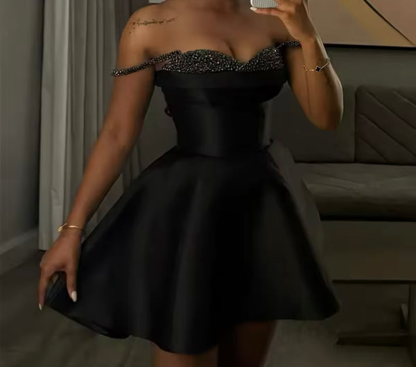 Women Sexy Black Sequins Patchwork Sleeveless Dress