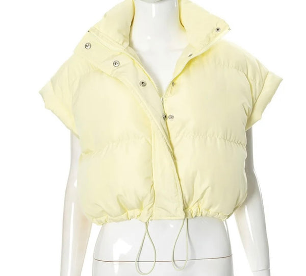 Women Color Fashion Sleeveless Puff Vest