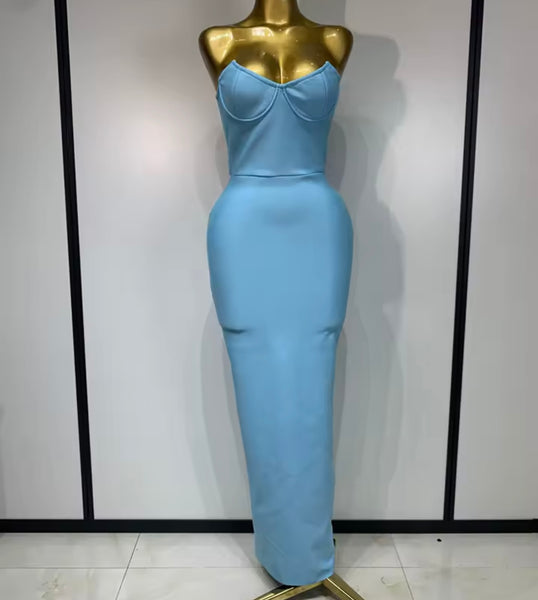 Women Sexy Strapless Bandage Maxi Dress