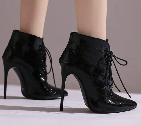 Women Fashion Color Pointed Toe Lace Up Ankle/Mid Calf Boots