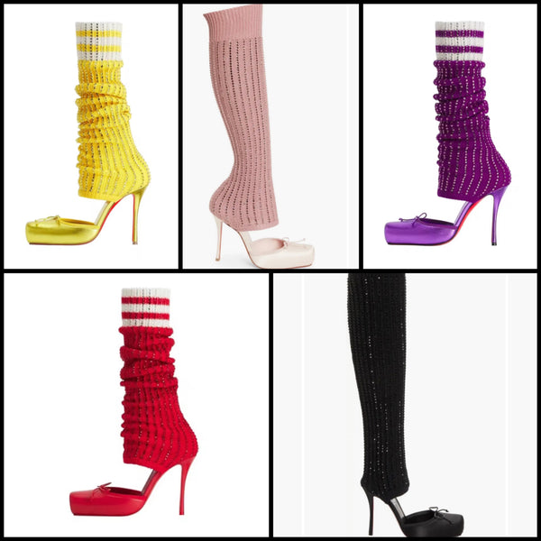 Women Fashion Rhinestone High Heel Knee Length Boots