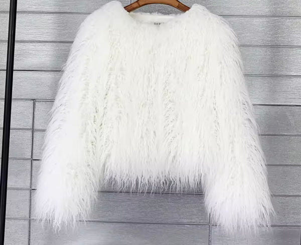 Women Color Fashion Faux Fur Jacket