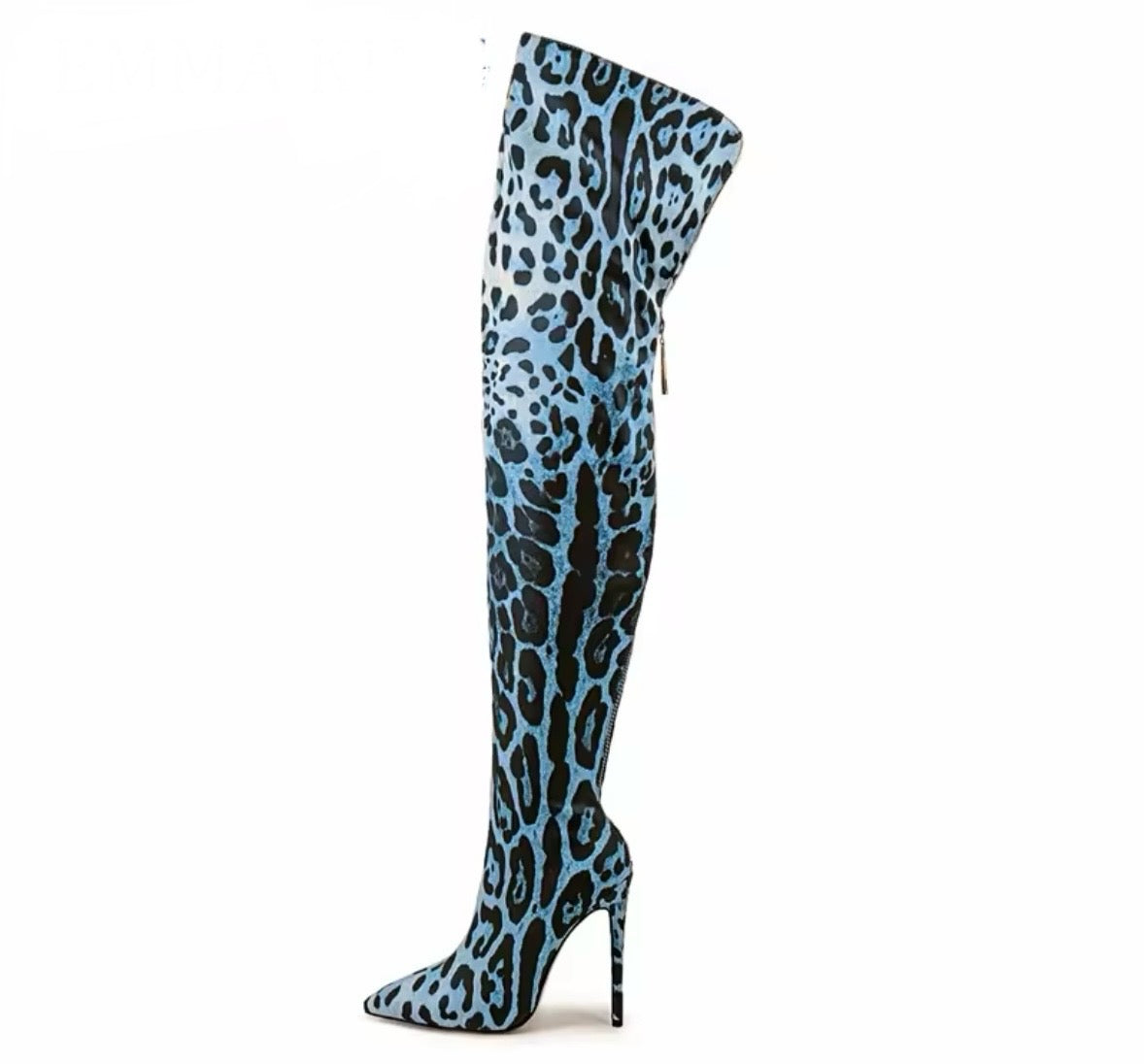 Women Fashion Animal Print Over The Knee High Heel Boots