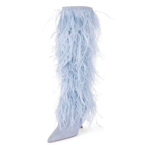 Women Fashion Suede Faux Fur Knee High Boots