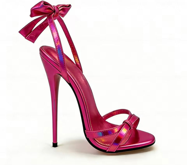 Women Fashion Metallic Bow High Heel Sandals
