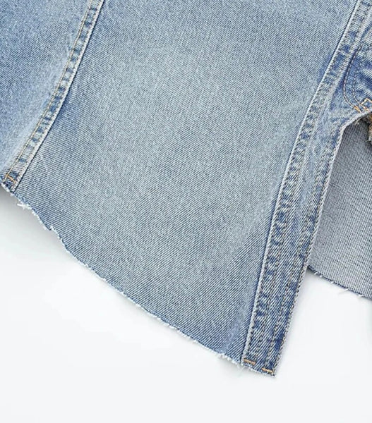 Women Fashion Strapless Denim Crop Top