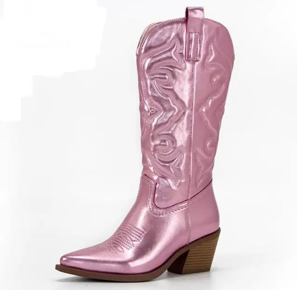 Women Fashion Color Western Boots