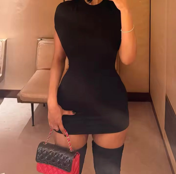 Women Sexy Open Back Short Sleeve Dress