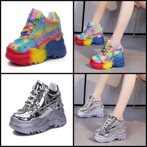 Women Fashion Platform Chain Sneakers